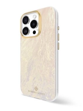 Kendra Scott Iridescent Pearl Phone Case with Gold Trim